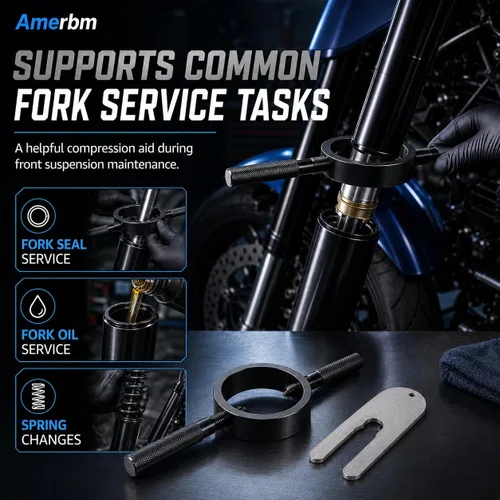 Vista 7 de Kit de herramientas universal de compresor de resorte de horquilla de motocicleta que funciona con la mayoría de horquillas invertidas