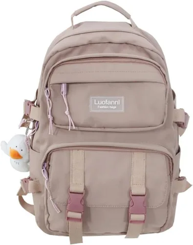Vista 8 de Moda hombres mochila impermeable nylon mochila kawaii mujeres bolsa de viaje de alta capacidad bolsillos laterales, Negro -, Mochilas de mochila