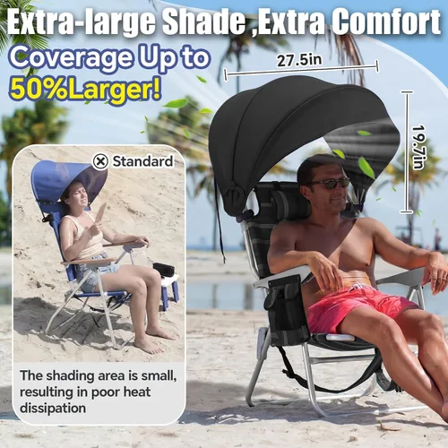 Vista 2 de [Usado] DaisyInner Silla de playa, sombrilla plegable extra grande, con abrazadera ajustable para playa, camping, pesca, sala de estar al aire libre
