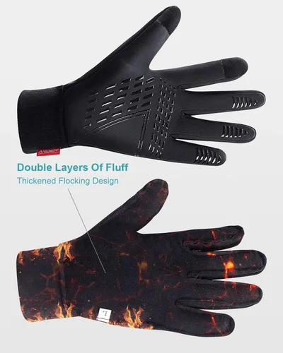 Vista 2 de Anqier Guantes de invierno, guantes cálidos resistentes al viento, para hombres y mujeres, para ciclismo, correr, actividades al aire libre, Negro