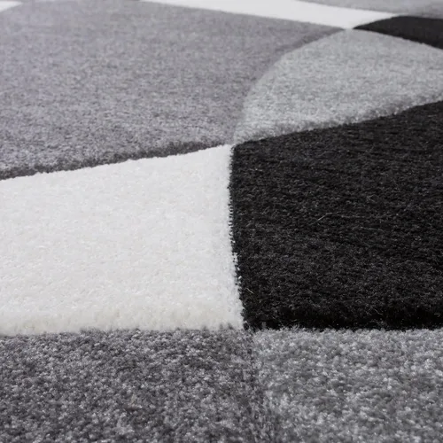 Vista 5 de Paco Home Alfombra moderna con diseño artístico en blanco y negro, tamaño: 2' x 3'7