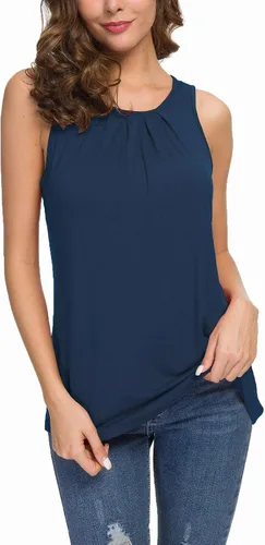 Vista 4 de TASAMO Camisetas sin mangas plisadas con cierre de espalda para mujer
