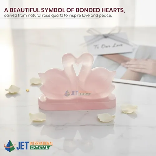 Vista 3 de Jet Natural - Figuras Fengshui de cuarzo rosa para pareja, patos, pájaros (hombre y hembra) para amor y romance (5.11 – 7.05 onzas)