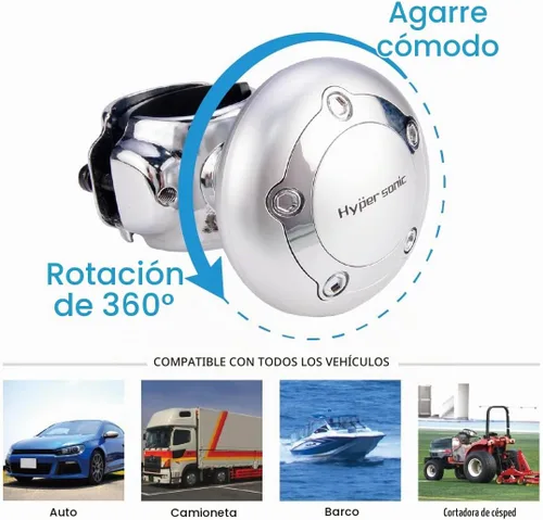 Vista 3 de Hypersonic Pomo Giratorio para Volante de Vehículo, Accesorio Universal para Coche (Plata)