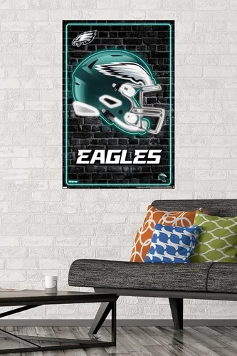 Vista 2 de NFL Philadelphia Eagles - Póster de pared con casco neón 23, 34 pulgadas de largo x 22.4 pulgadas de ancho, versión premium sin marco