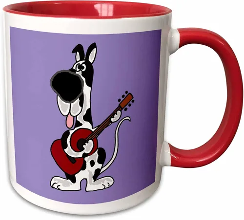Vista 7 de All Smiles Arte Música – Gran danés arlequín tocando la guitarra – Tazas, Negro/Blanco
