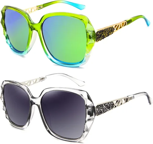 Vista 28 de Gafas de sol de gran tamaño para mujer, polarizadas, protección UV, clásicas, a la moda, para damas, marco negro, lente gris Montura café lente café