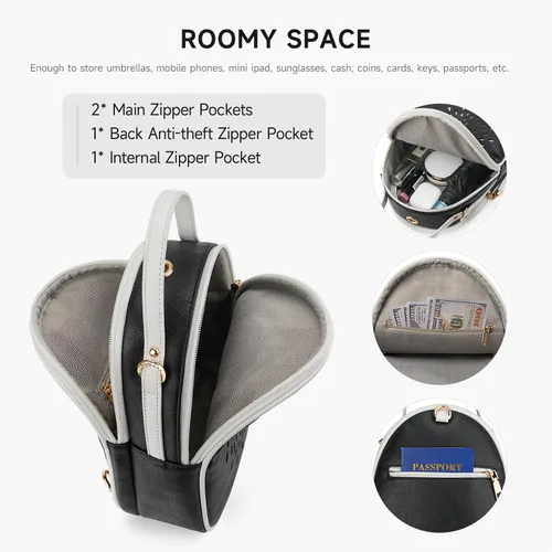 Vista 34 de T1953 Mochila para mujer, de piel sintética, para regalo para niñas y mujeres