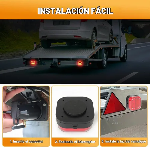 Vista 5 de Hifybaty [2024 Actualización] Luces de remolque inalámbricas para remolcar - Kit de luz trasera LED recargable para camión de remolque, cuerda