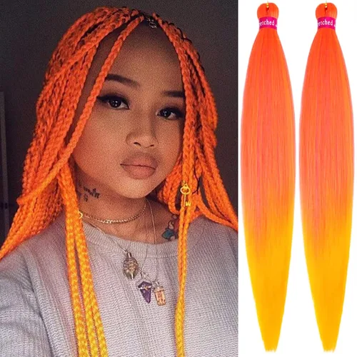 Vista 26 de Cabello trenzado verde con lentejuelas de 26 pulgadas, preestirado, trenzas de textura Yaki, extensiones de cabello pre plumadas, 3 paquetes, fácil