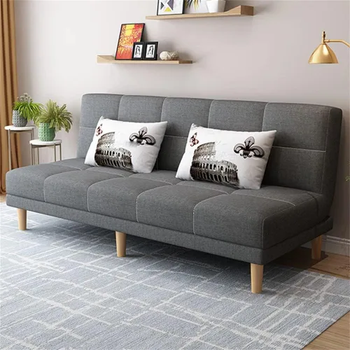 Vista 8 de LAKIQ Sofá cama moderno de mezcla de lino, futón para sala de estar, dormitorio, sofá cama convertible de espuma viscoelástica, sofá cama de día