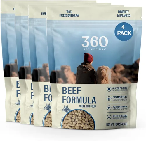 Vista 21 de 360 Pet Nutrition Alimento crudo liofilizado para perros – Receta de carne de res con hígado y órganos, alta proteína con omega-3, frutas, verduras