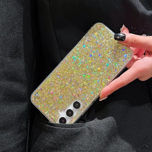 Vista 2 de YTanazing Funda para Samsung Galaxy S24 FE con purpurina, bonita funda con diamantes brillantes para mujeres y niñas, fundas de goma delgada a