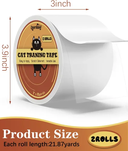 Vista 6 de 1 rollo de cinta protectora para muebles de gato, cinta transparente de doble cara, cinta repelente de gatos para control eficaz de arañazos, 2.5