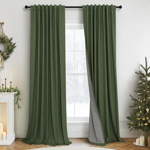 Vista 41 de Pitalk Cortinas cortas 100% opacas de lino para cafetería, 40 pulgadas de largo, 2 paneles, cortinas de puerta francesa para ventana, cortina