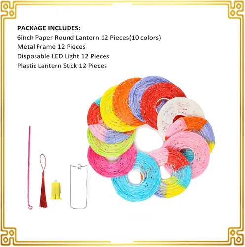 Vista 3 de 12 linternas de papel chinas, japonesas, coloridas linternas de papel colgantes con luces LED, 8 pulgadas, ovaladas, decorativas, asiáticas
