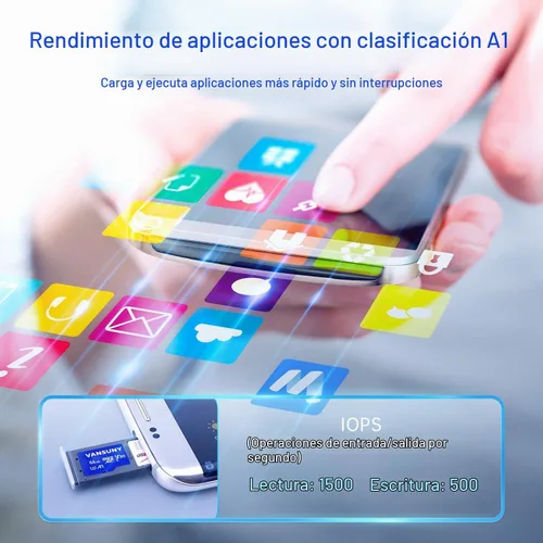 Vista 4 de Vansuny Tarjeta Micro SD de 64GB microSDXC con adaptador SD A1 App Performance V30 Grabación de video 4K C10 U3 Micro SD para teléfono, cámara