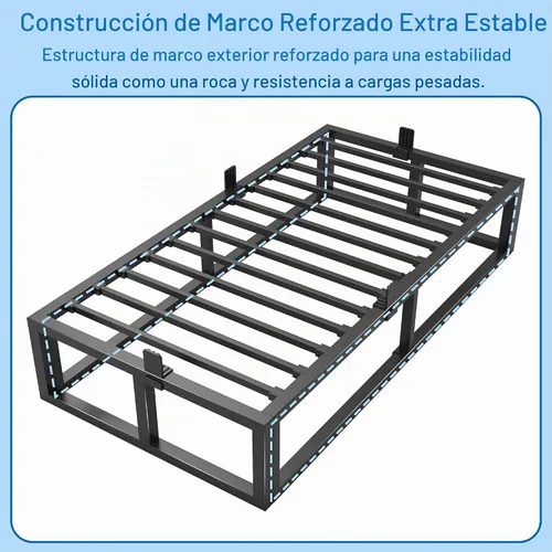 Vista 6 de Bilily Marco de cama individual de 14 pulgadas con soporte de listones de acero resistente, plataforma de metal resistente para colchón