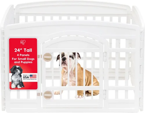 Vista 19 de IRIS USA Corralito para perros de 4 paneles de 24" con puerta, 35 x 35 x 24, corralito para cachorros, corralito para perros de interior, cerca