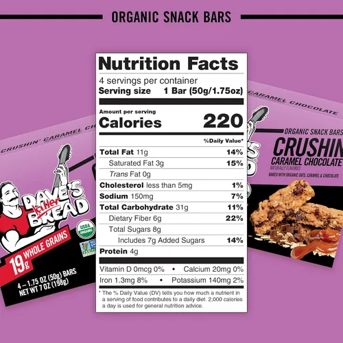 Vista 2 de Dave’s Killer Bread Organic Snack Bars – Crushin’ Caramel Chocolate & Chocolate Chip, 4 CT (Variety Pack)