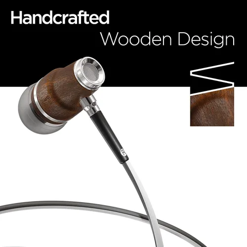 Vista 3 de Auriculares sintonizados NRG 3.0 Premium Madera aisladores de sonido, con micrófono y control de volumen, estilo madera