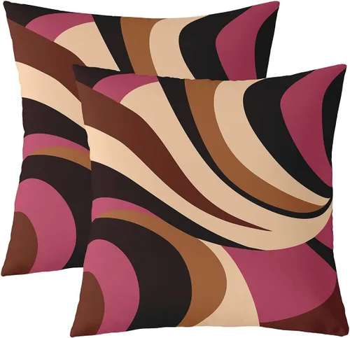 Vista 33 de Juego de 2 fundas de almohada abstractas de 16 x 16 pulgadas para niños, niñas, adolescentes, decoración de dormitorio, moderna a rayas, decoración