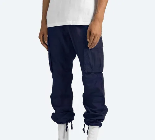 Vista 2 de Pantalones de carga para hombre, pantalones tácticos de senderismo, pantalones holgados de entrenamiento de pierna ancha, elásticos, pantalones