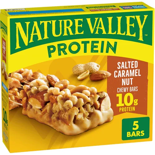 Vista 8 de Nature Valley Barras de granola con proteína, arándano y nueces, barras de merienda masticables, 5 barras, 7.1 OZ 0.35 onzas de proteína por