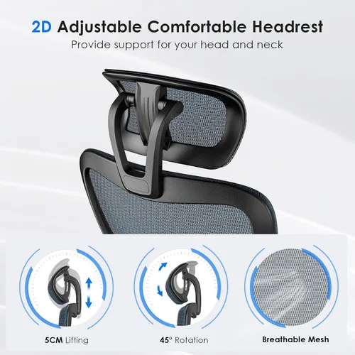 Vista 11 de Soohow Silla de oficina ergonómica, silla de escritorio de malla con reposabrazos, silla de oficina de respaldo alto con soporte lumbar ajustable
