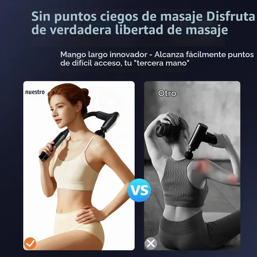 Vista 3 de Pistola de masaje con mango de extensión, herramienta masajeadora de espalda de mano, masajeador para dolor de cuello, piernas, hombros, 9