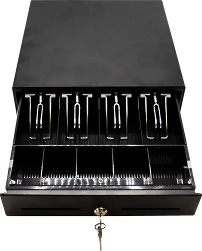 Vista 4 de Star Micronics 37965560 modelo CD3-1313BK45-S2 cajón para dinero en efectivo, 13 pulgadas x 13 pulgadas, con 4 compartimientos para billetes y 5