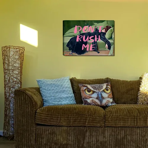 Vista 2 de Maximalist - Arte de pared decorativo estético de moda, arte de pared ecléctico femenino, arte de pared con texto en inglés "Don't Rush Me Altered