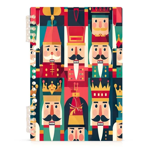 Vista 2 de Haskirky A5 Cute Nutcracker Soldiers Spiral Notebook,Removable 80 GSM Thick Paper Hardcover Notebooks 60 Pages / 30 Sheets,for Note Taking Office