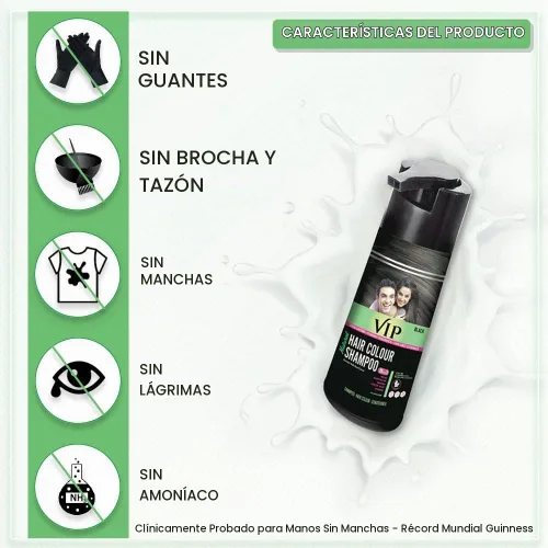 Vista 3 de VIP 5 en 1 Color de cabello Base de champú Color de cabello 6.1 fl oz Color de cabello negro