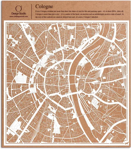 Vista 121 de O3 Design Studio Aberdeen - Mapa de papel cortado en papel blanco de 12 x 12 pulgadas