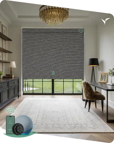 Vista 28 de Yoolax Persianas motorizadas con control remoto, persianas inteligentes opacas con control remoto, cortinas eléctricas compatibles con Alexa
