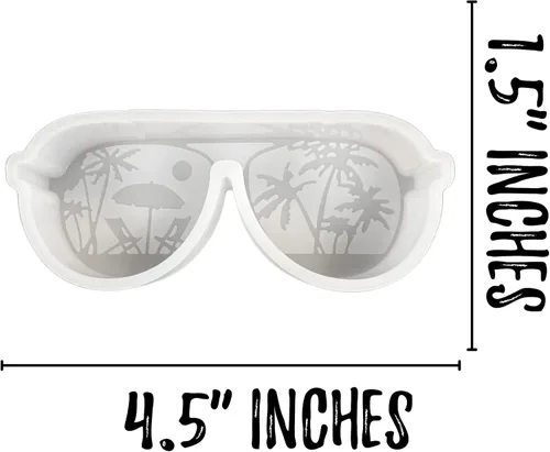 Vista 3 de Gafas de sol Tropical Beach Palm Tree Scene Summer Car Freshie Molde de silicona 5 x 2.5 x 1 pulgadas para perlas aromáticas perfumadas de resina