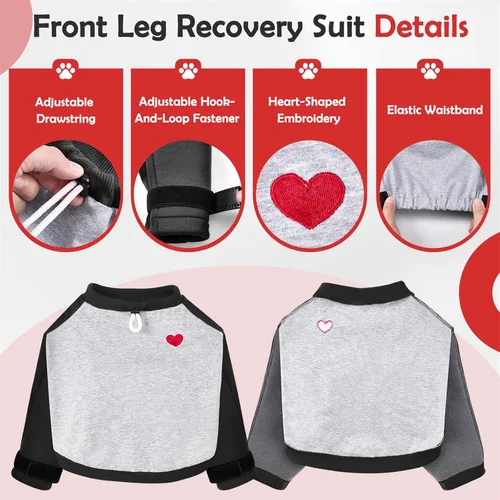 Vista 5 de SlowTon Traje de recuperación para perros – Protector de codo acolchado, manga de pierna de perro para dejar de lamer y proteger heridas después