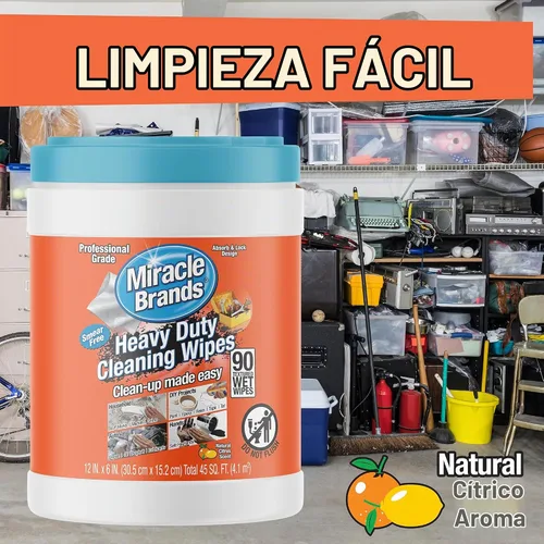 Vista 7 de MiracleWipes Para limpieza resistente (90 unidades) - Limpiador multiusos, cocinas, baños, encimeras, manos, interiores, exteriores, elimina grasa