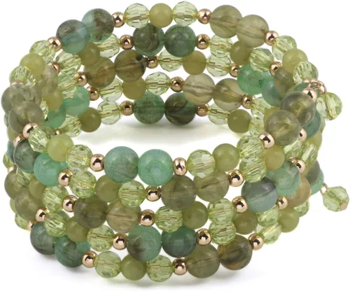 Vista 15 de Coiris Pulsera de cuentas amarillas de múltiples capas, pulsera ajustable para mujer BR1202