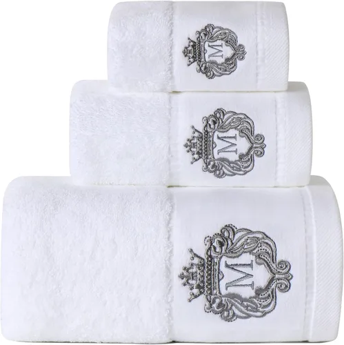 Vista 16 de Juego de toallas de baño de lujo súper suaves y altamente absorbentes de 100% algodón premium para regalos (Azul-A)
