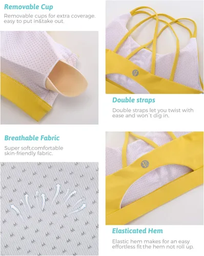 Vista 84 de Brasieres deportivos para mujer, con relleno, tipo camiseta sin mangas, sexis, con espalda cruzada, de alto impacto, largos, ideales para practicar
