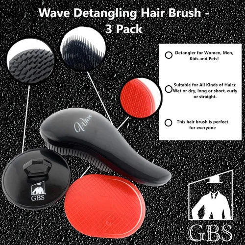 Vista 7 de Juego de cepillos desenredantes ondulados para cabello rizado, grueso, liso y natural, cepillo desenredante suave para mujeres, niños y niños