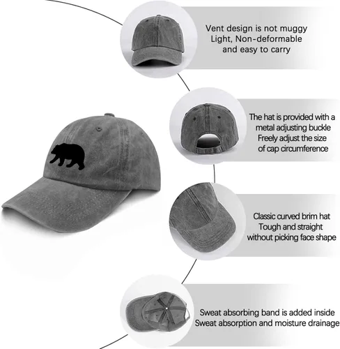Vista 6 de Baseball Caps Bear Baseball Caps, Vintage Baseball Caps for Women
