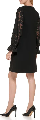 Vista 2 de Tommy Hilfiger Vestido de manga larga para mujer con abertura de cerradura y lazo