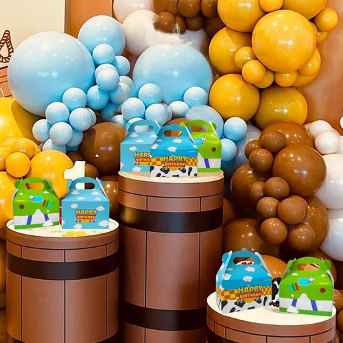 Vista 3 de Nabenkalu Cajas de fiesta de historias de dibujos animados, 15 piezas inspiradas en juguetes, bolsas de regalo para decoración de cumpleaños