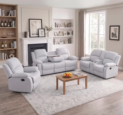 Vista 17 de Juego de sofá reclinable de 2 piezas, sofá reclinable de tela y sofá biplaza para sala de estar, sofá reclinable azul para sala de estar, oficina