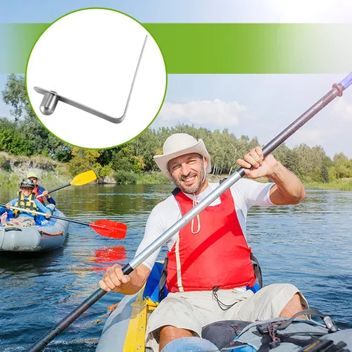 Vista 7 de Demissle 16 Pieces Canopy Metal Push Button Spring Clip Stainless Steel Push Button Clips V Shaped Tent Pole Clips Spring Lock for Camping Kayak