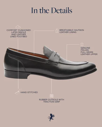 Vista 3 de Dunross & Sons Men's Formal Leather Upper, Leather Lined Dress Loafers Shoes