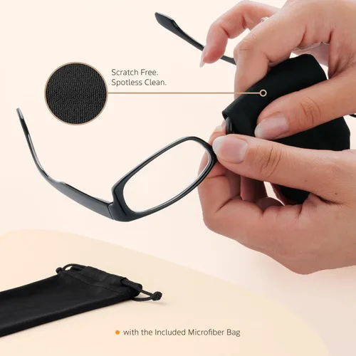 Vista 4 de TruVision Readers - Gafas de lectura con marcos de resina y lentes acrílicas, bisagras Dura Flex para hombres y mujeres 03h - 4 negro